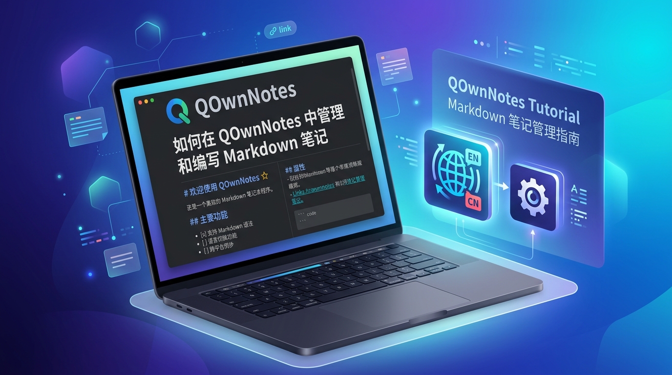 QOwnNotes(开源Markdown笔记) 怎么设置中文？QOwnNotes切换简体中文分步图文教程