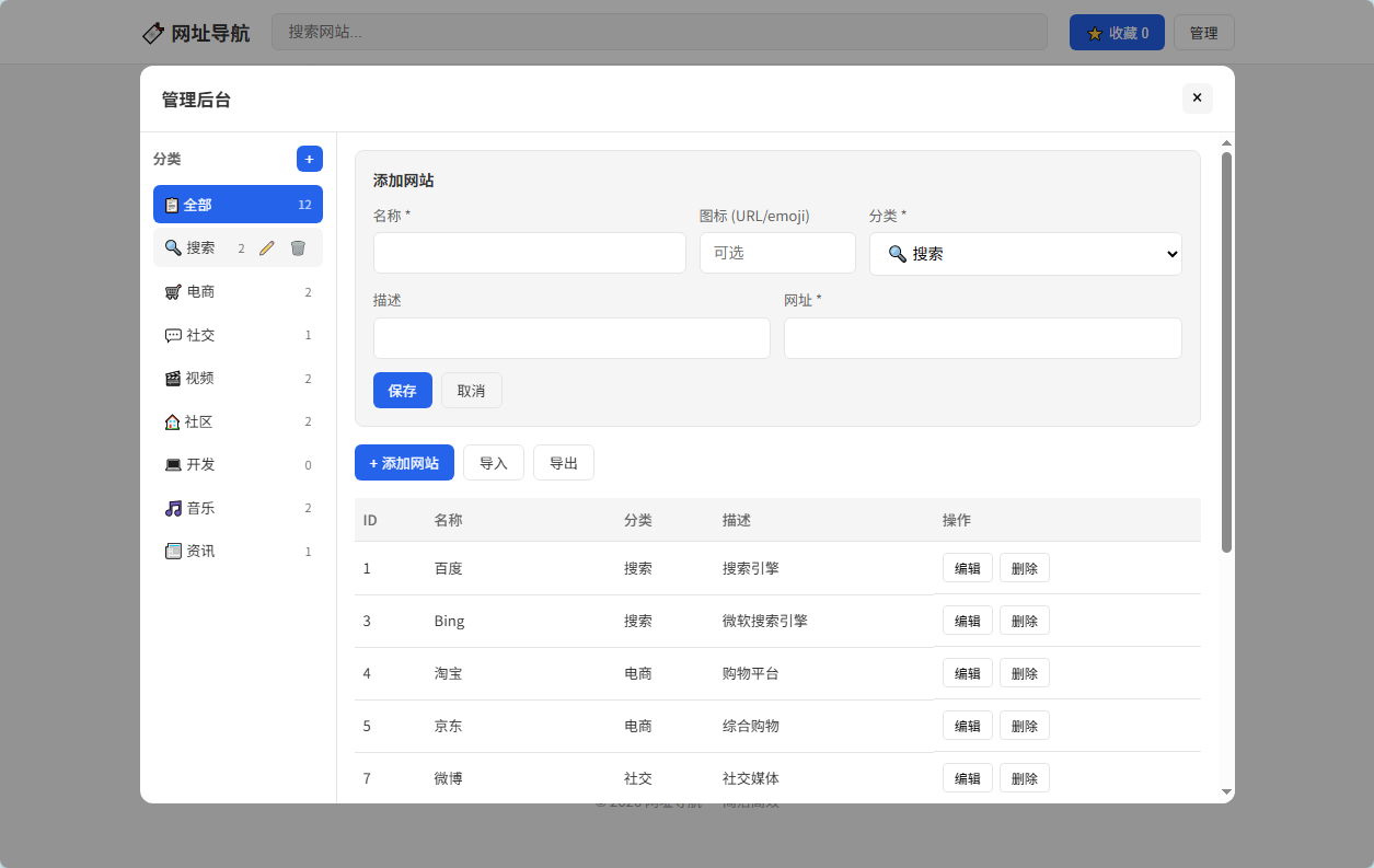网址导航源码 简洁高效本地导航系统 截图