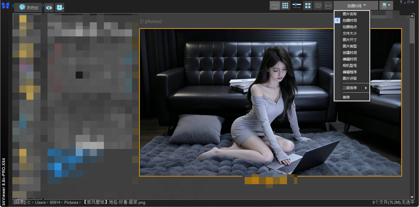 bkViewer v8.8c 中文绿色版 &mdash; 小巧精悍数码照片浏览器，37 种 RAW 直读 + ExifTool 内核  截图