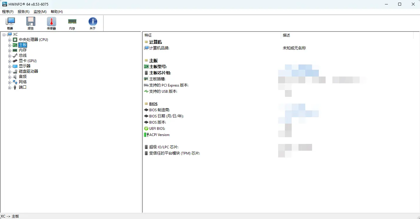 HWiNFO(专业硬件信息检测与实时传感器监控神器) v8.52.6060 / 8.53.6075 多语便携版 芯片级全硬件参数识别与温度功耗监控利器 真实测试截图